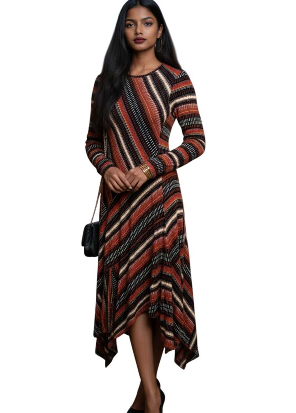 Maeve Anthropologie Parkside Knit Dress Size Small Stripe Asymmetric Handkerchie - Picture 1 of 4